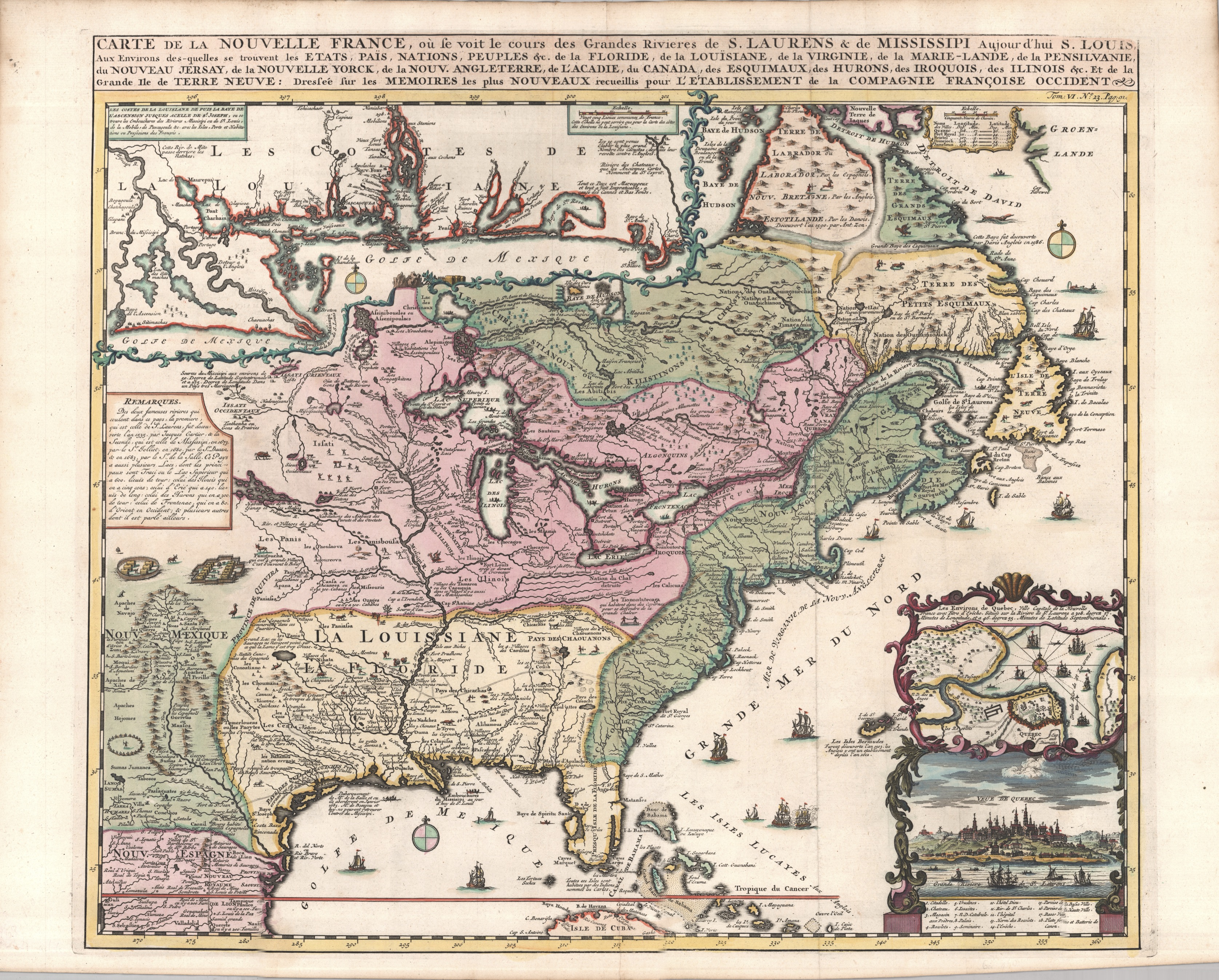 Chatelain, Carte de la Nouvelle France, 1719